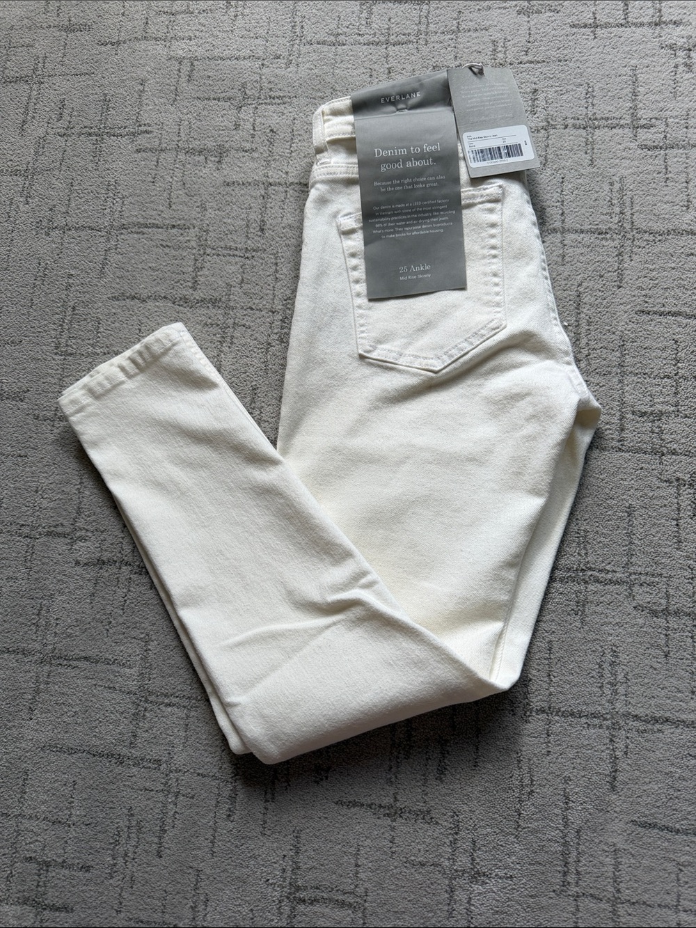 Everlane Mid-Rise Skinny Ankle NWT, size 25, Bone
